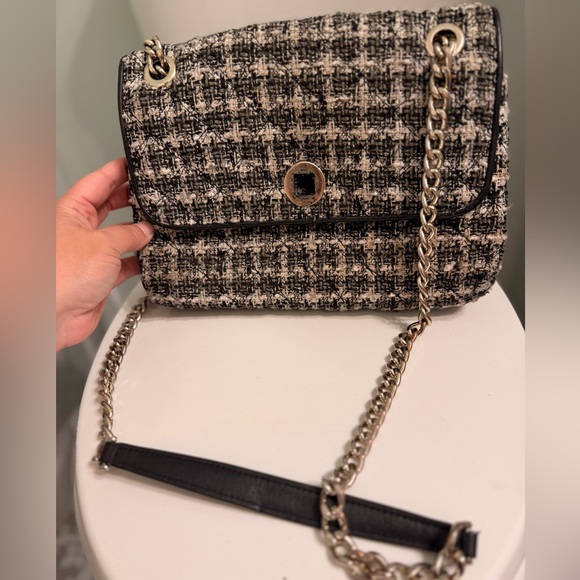 kate spade Black and Cream Tweed Chain-Shoulder Crossbody - Picture 4 of 5